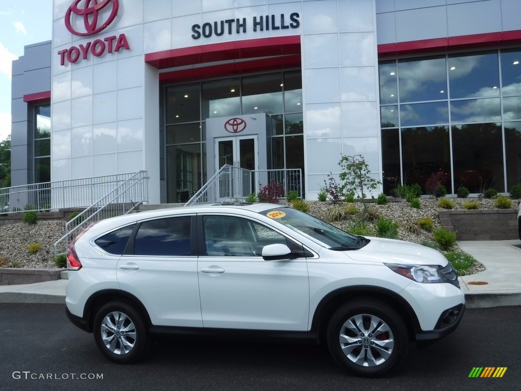 2014 CR-V EX AWD - White Diamond Pearl / Beige photo #2