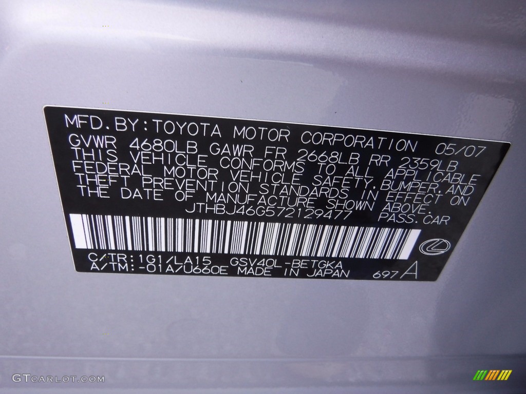 2007 ES 350 - Tungsten Silver Metallic / Light Gray photo #29
