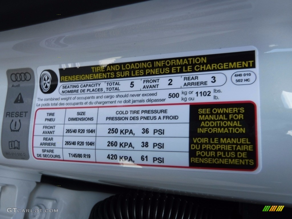 2017 Audi A8 L 3.0T quattro Info Tag Photo #120345481