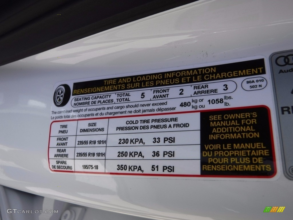 2018 Audi Q5 2.0 TFSI Premium Plus quattro Info Tag Photo #120346945