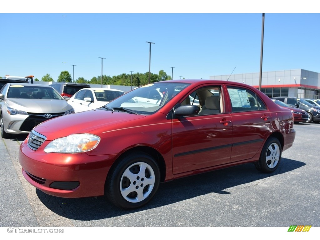 2007 Corolla CE - Impulse Red Pearl / Beige photo #6