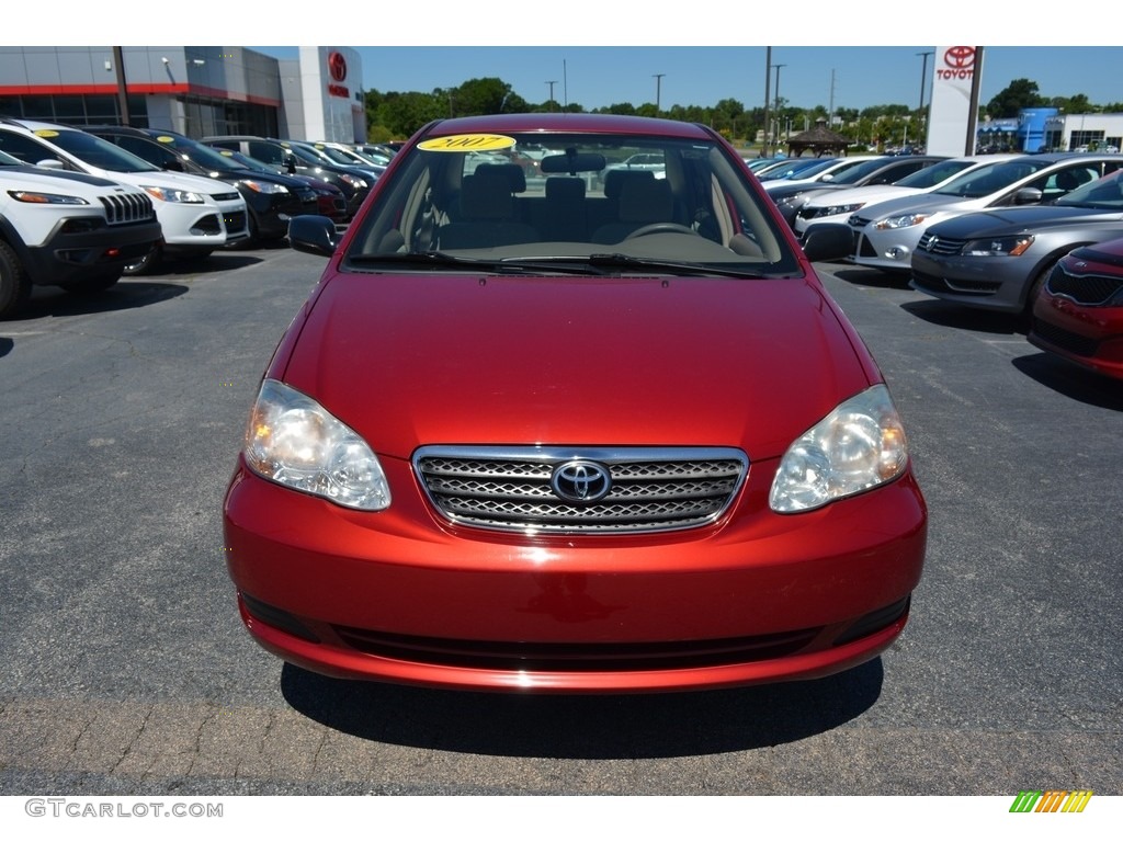 2007 Corolla CE - Impulse Red Pearl / Beige photo #7