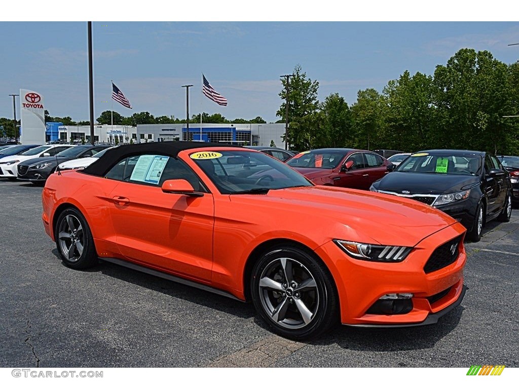2016 Mustang V6 Convertible - Competition Orange / Ebony photo #1