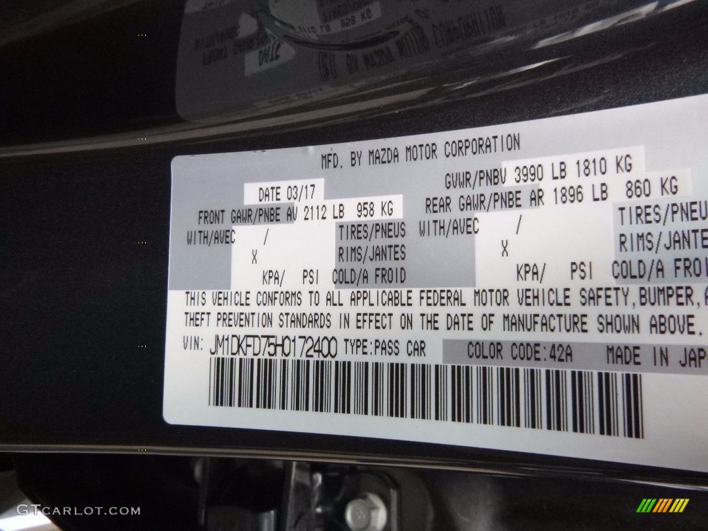 2017 CX-3 Color Code 42A for Meteor Gray Mica Photo #120379915