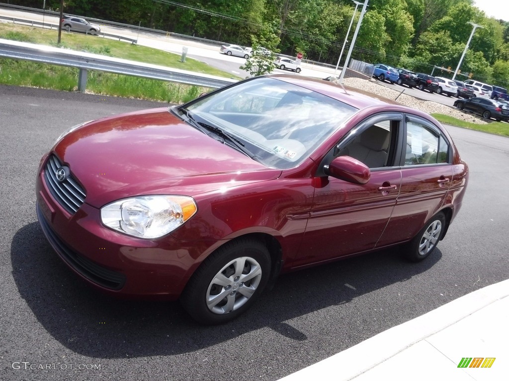 2010 Accent GLS 4 Door - Wine Red / Beige photo #5