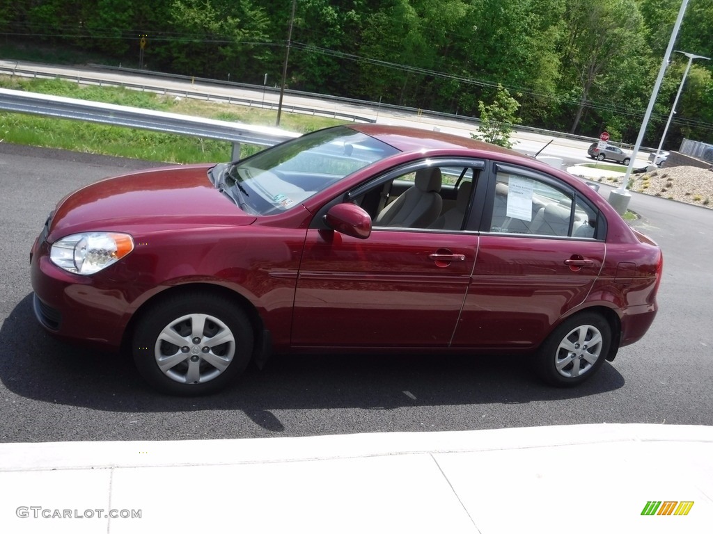 2010 Accent GLS 4 Door - Wine Red / Beige photo #6