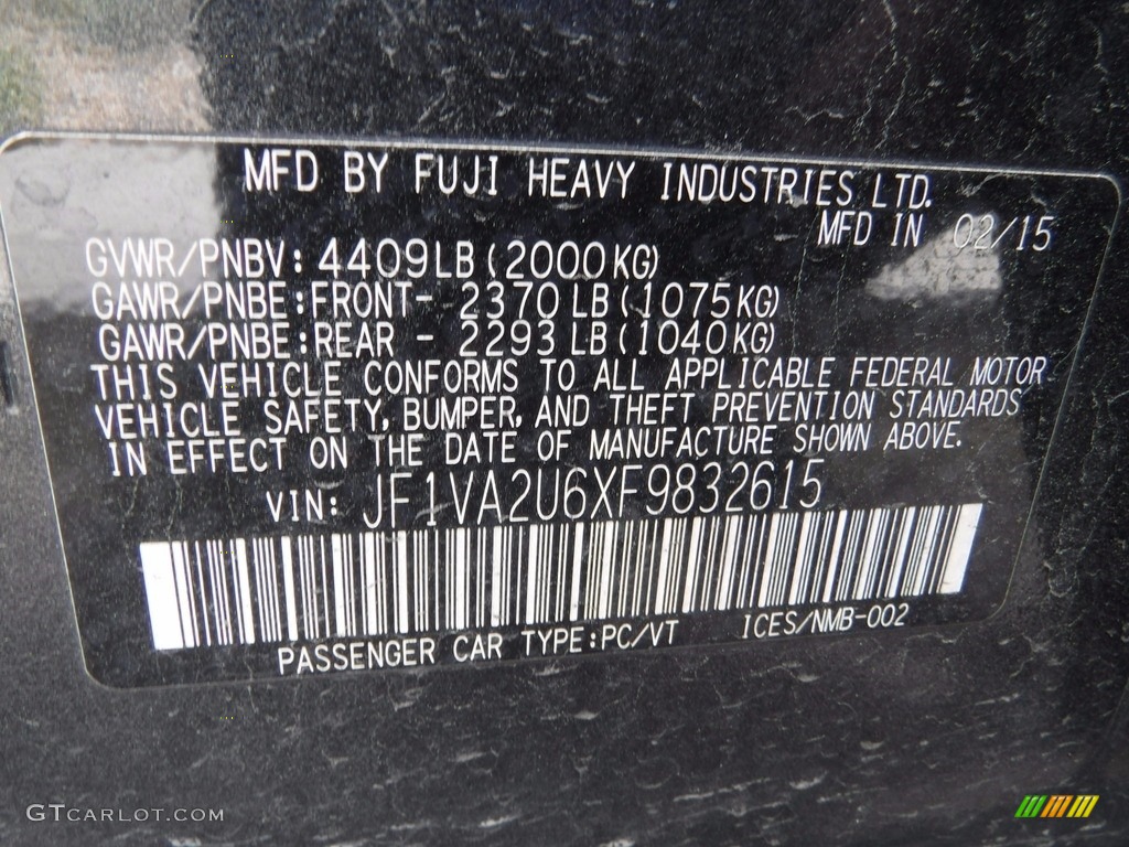 2015 WRX STI Limited - Dark Gray Metallic / Carbon Black photo #29