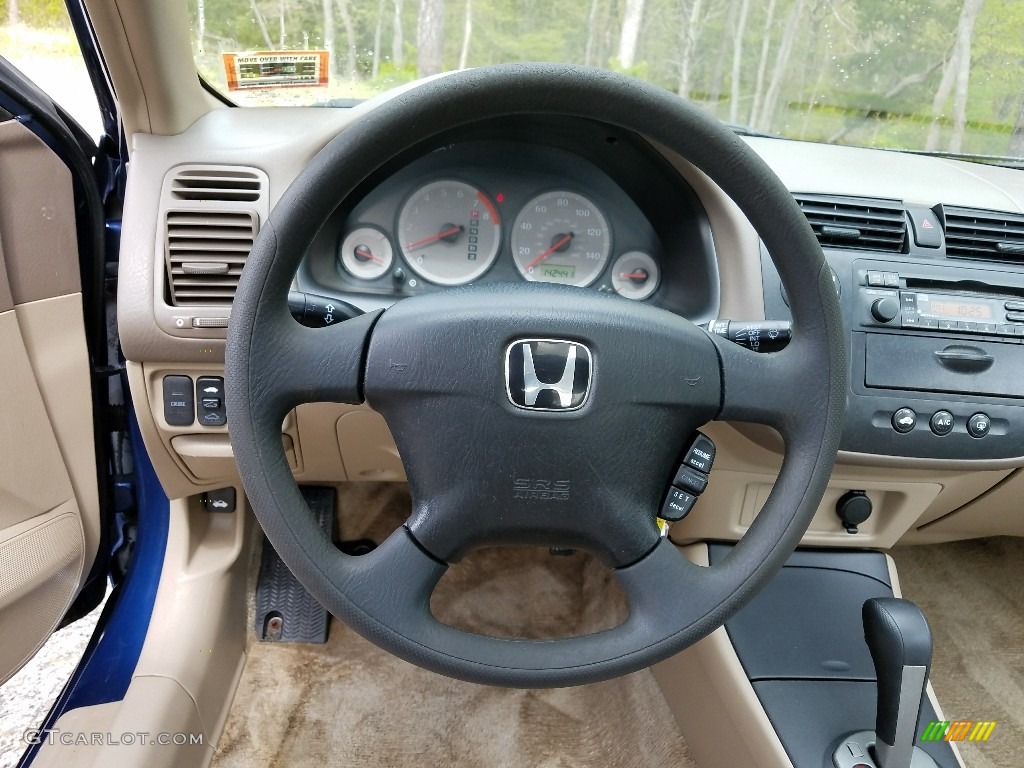 2002 Honda Civic EX Coupe Beige Steering Wheel Photo #120402995