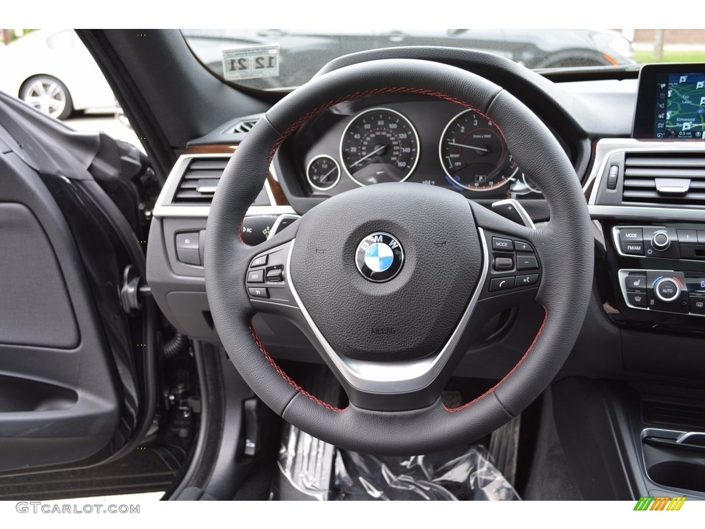 2017 BMW 3 Series 330i xDrive Gran Turismo Black Steering Wheel Photo #120406223