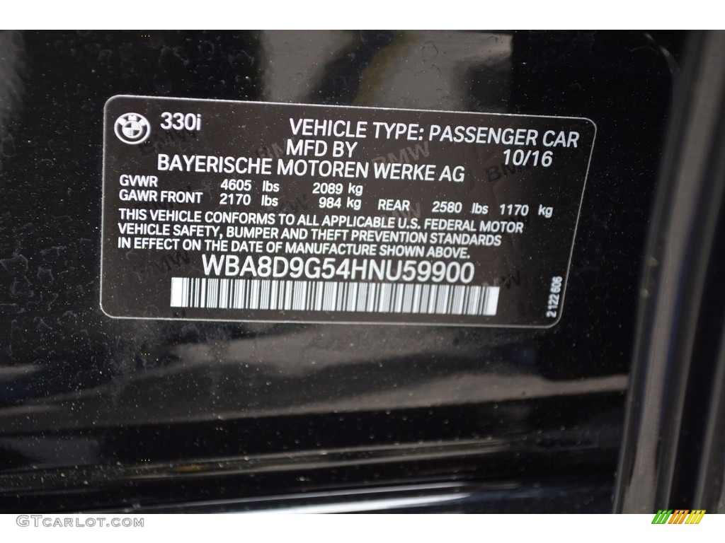 2017 3 Series 330i xDrive Sedan - Jet Black / Black photo #34