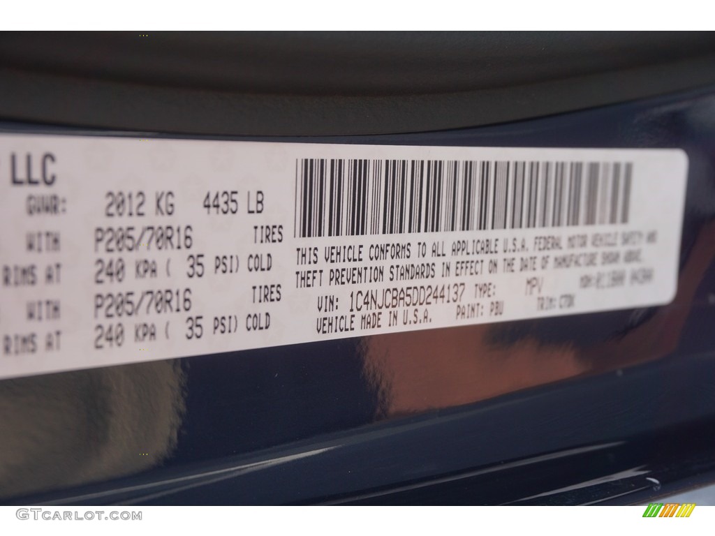 2013 Compass Sport - True Blue Pearl / Dark Slate Gray/Light Pebble photo #25