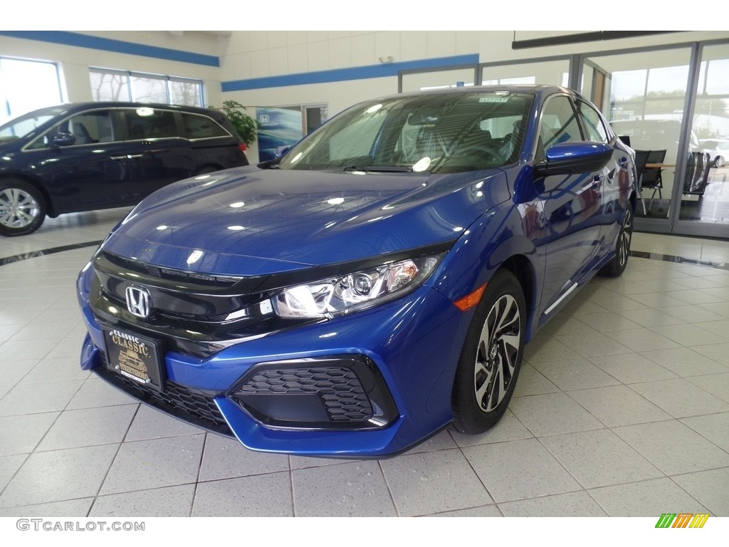 2017 Civic LX Hatchback w/Honda Sense - Aegean Blue Metallic / Black photo #1