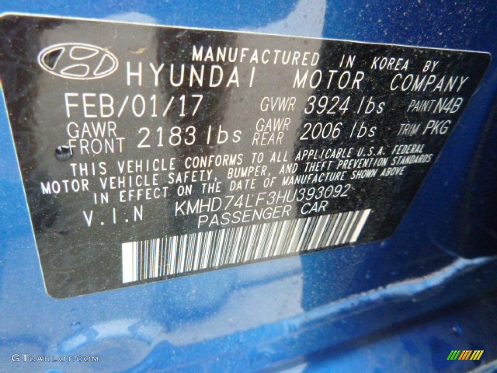 2017 Elantra SE - Electric Blue / Gray photo #12