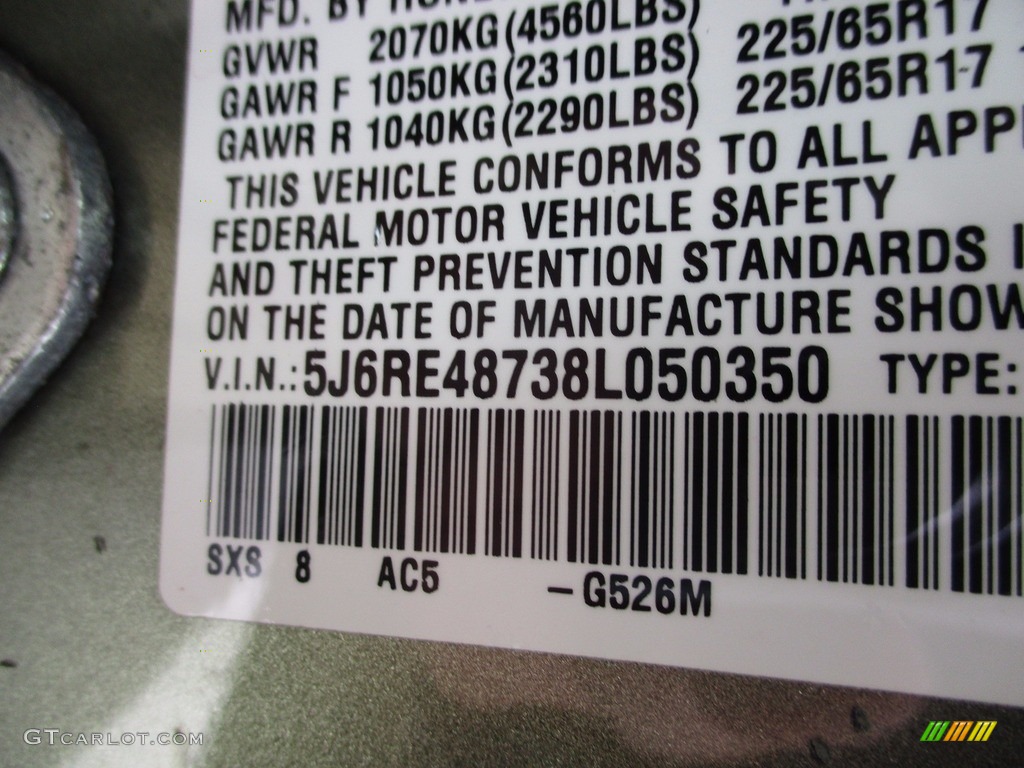 2008 CR-V EX-L 4WD - Green Tea Metallic / Ivory photo #19