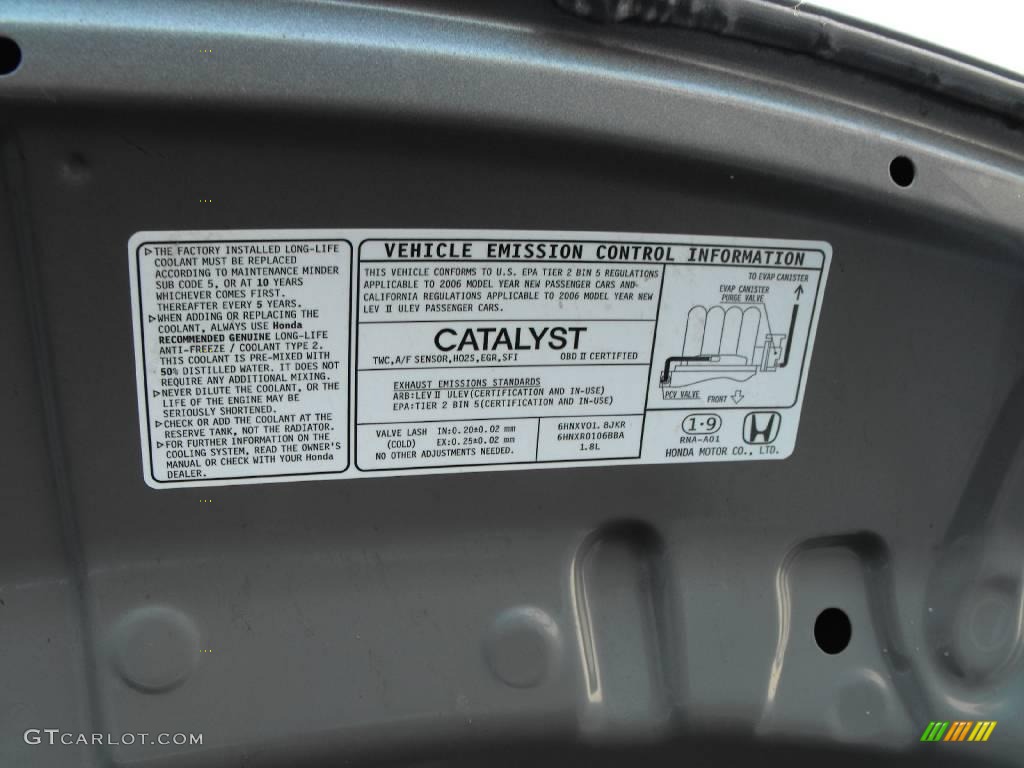 2006 Civic LX Sedan - Galaxy Gray Metallic / Gray photo #54