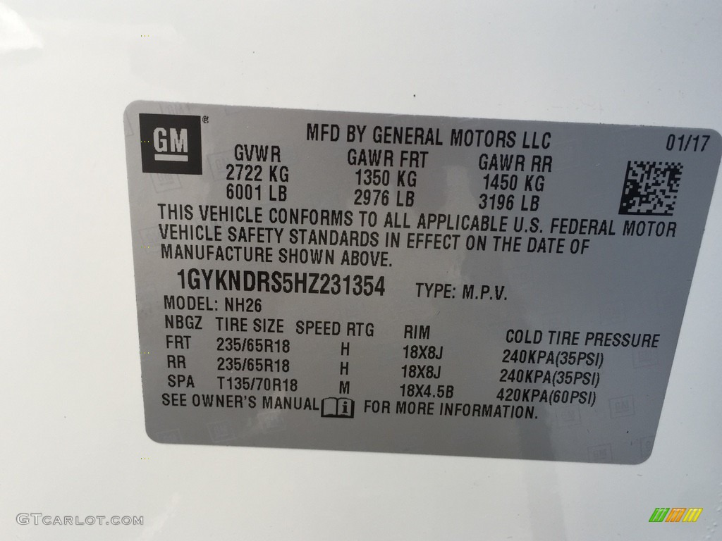 2017 XT5 Luxury AWD - Crystal White Tricoat / Jet Black photo #17