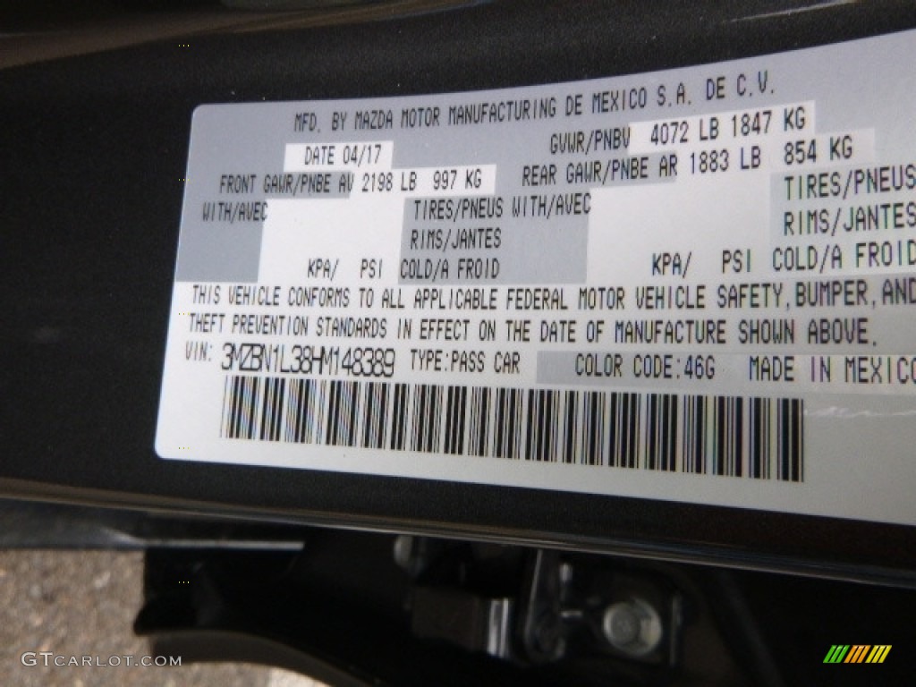 2017 MAZDA3 Color Code 46G for Machine Gray Metallic Photo #120458462