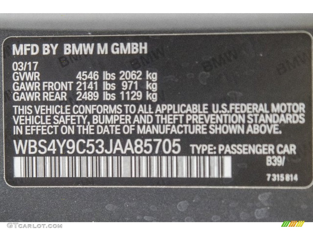 2018 M4 Color Code B39 for Mineral Grey Metallic Photo #120462692