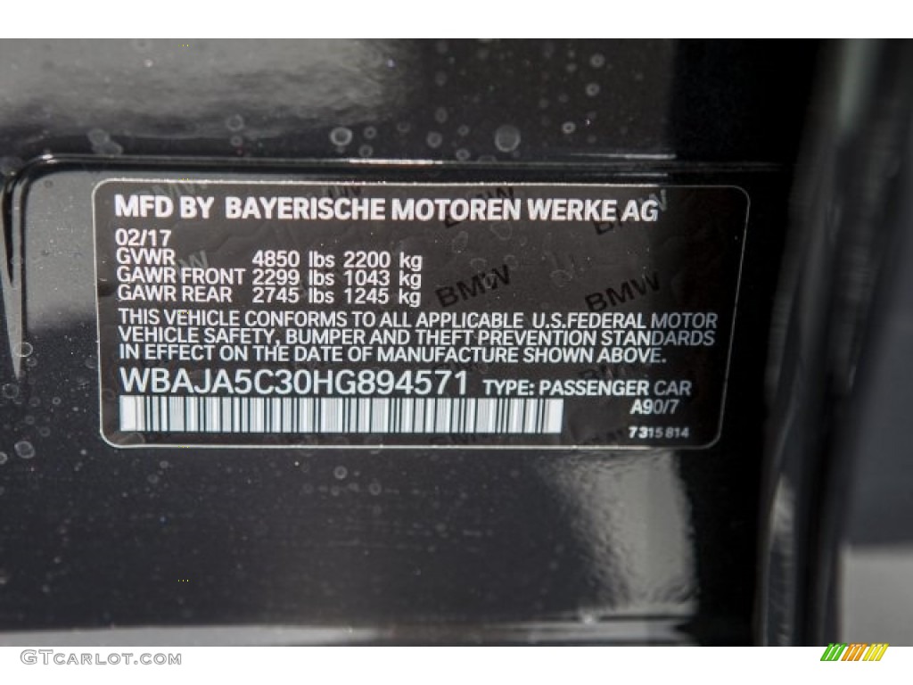2017 5 Series 530i Sedan - Dark Graphite Metallic / Black photo #11