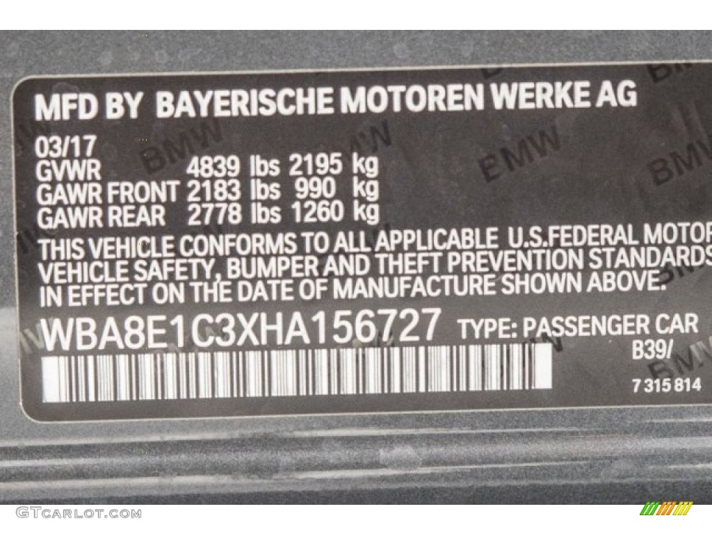 2017 3 Series 330e iPerfomance Sedan - Mineral Grey Metallic / Black photo #11