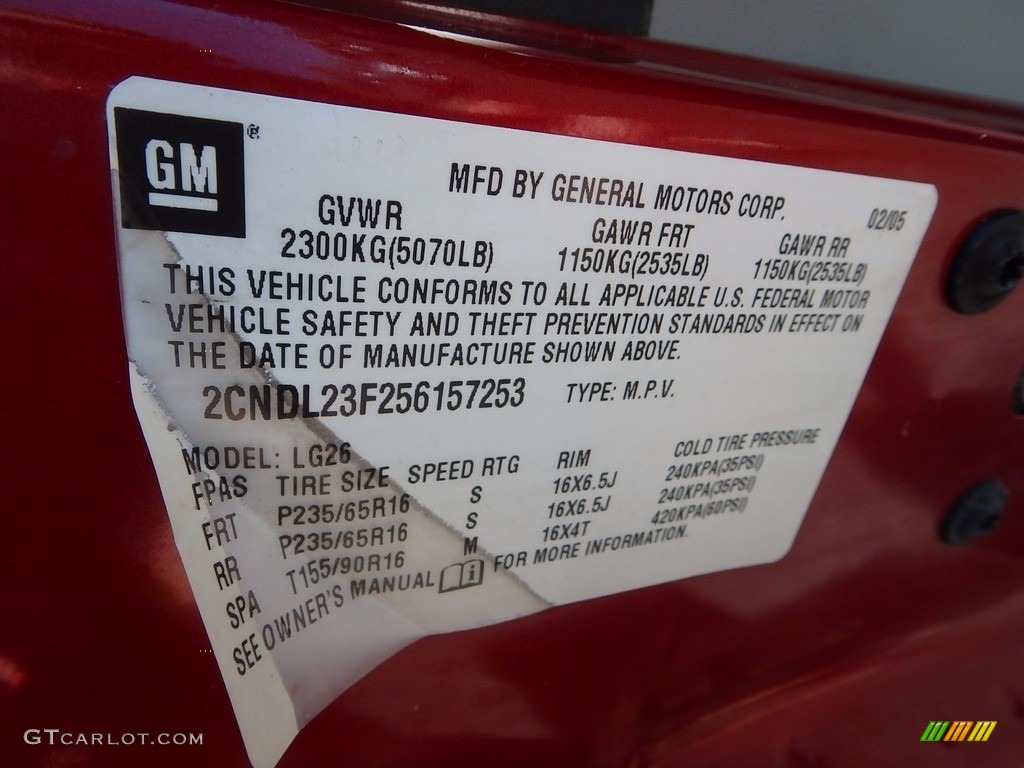 2005 Equinox LS AWD - Salsa Red Metallic / Light Gray photo #14