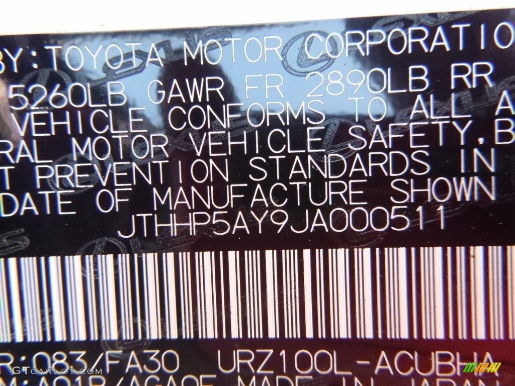 2018 LC Color Code 083 for Ultra White Photo #120483611