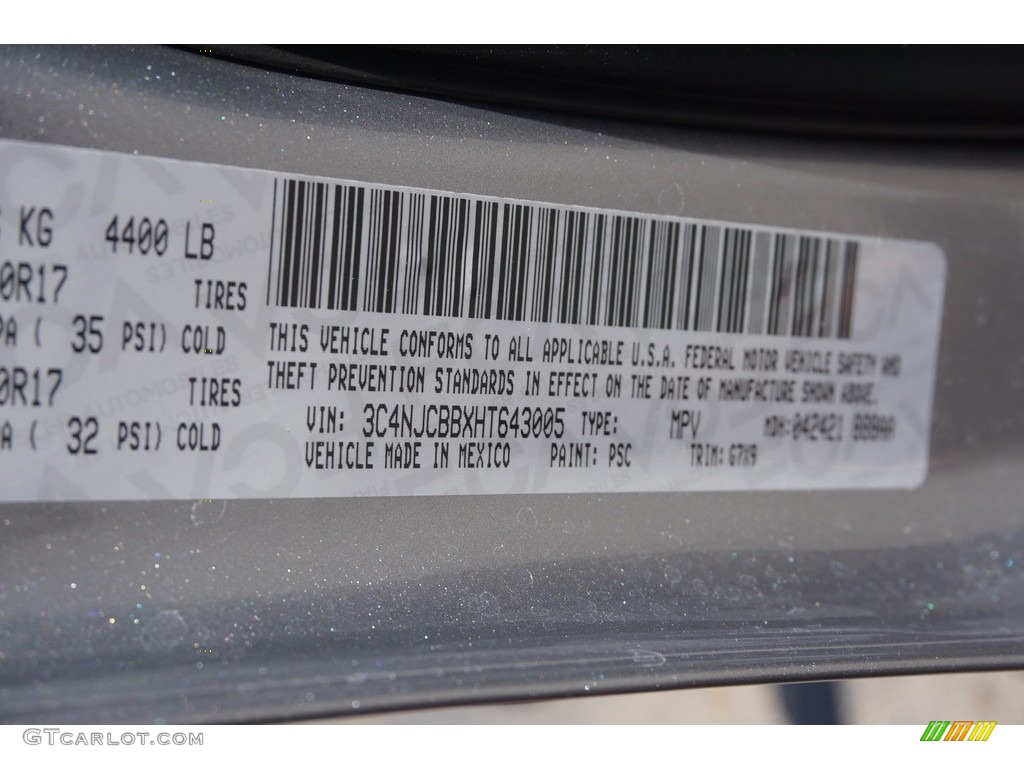 2017 Compass Color Code PSC for Billet Silver Metallic Photo #120484160