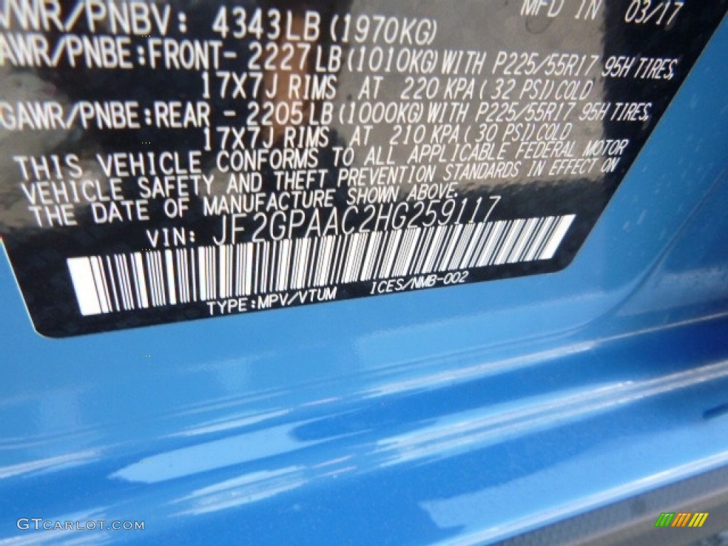 2017 Crosstrek 2.0i - Hyper Blue / Black photo #15