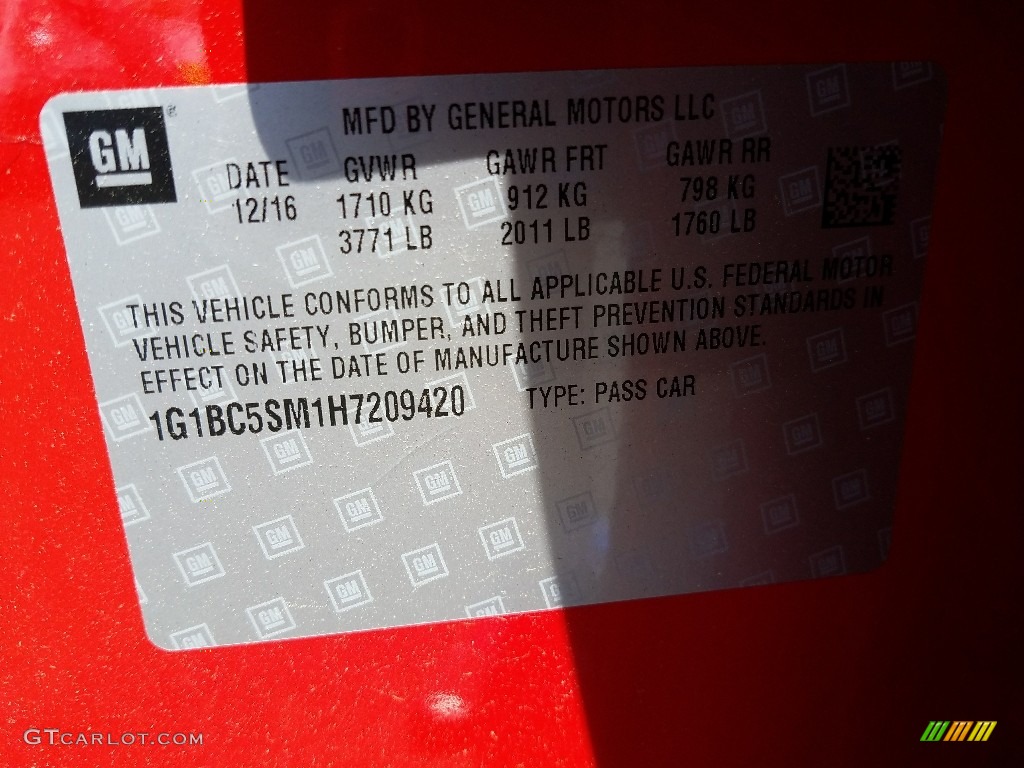 2017 Cruze LS - Red Hot / Jet Black photo #9