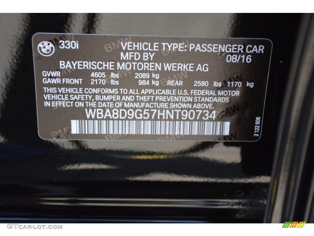 2017 3 Series 330i xDrive Sedan - Black Sapphire Metallic / Black photo #34