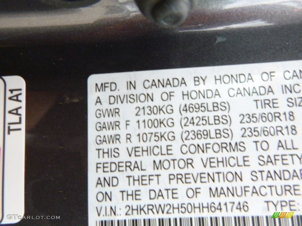 2017 CR-V EX AWD - Gunmetal Metallic / Gray photo #14