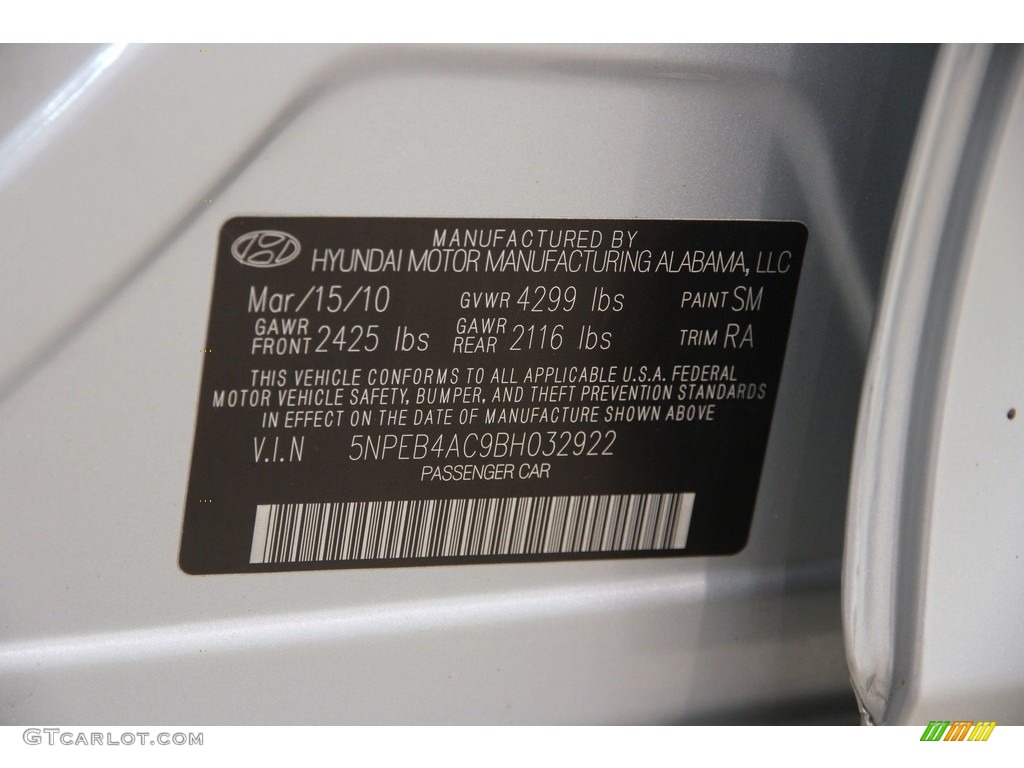 2011 Sonata GLS - Radiant Silver / Gray photo #16
