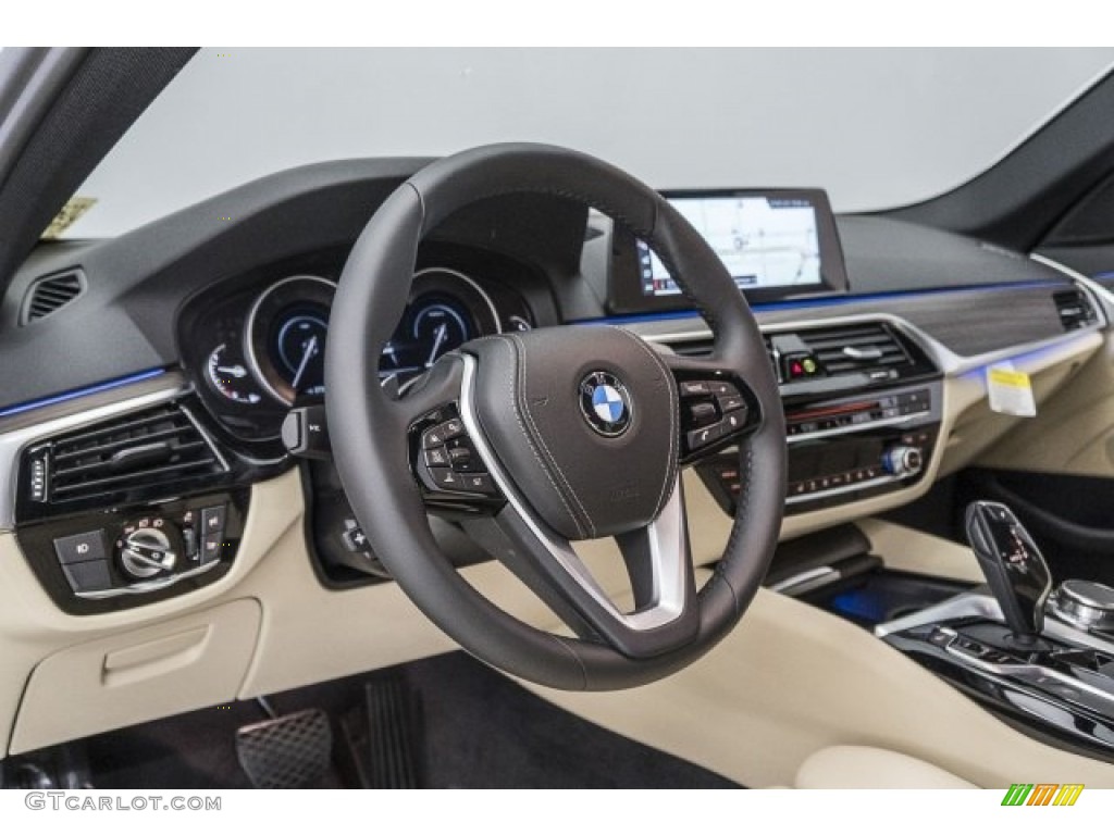 2018 BMW 5 Series 530e iPerfomance Sedan Canberra Beige/Black Dashboard Photo #120540753