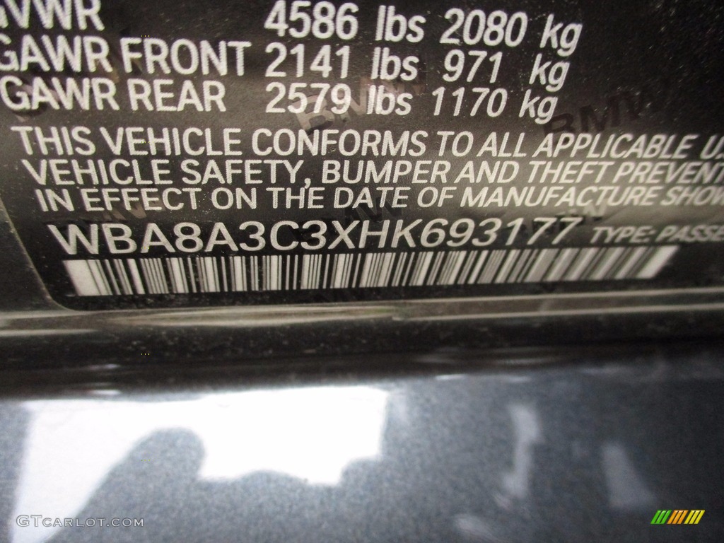 2017 3 Series 320i xDrive Sedan - Mineral Grey Metallic / Black photo #19