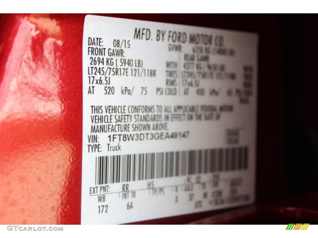 2016 F350 Super Duty Lariat Crew Cab 4x4 DRW - Ruby Red Metallic / Adobe photo #37