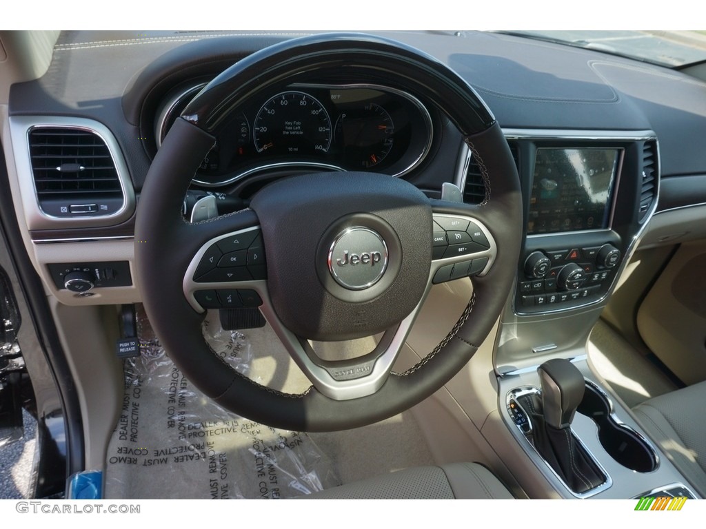 2017 Grand Cherokee Overland 4x4 - Diamond Black Crystal Pearl / Brown/Light Frost Beige photo #8
