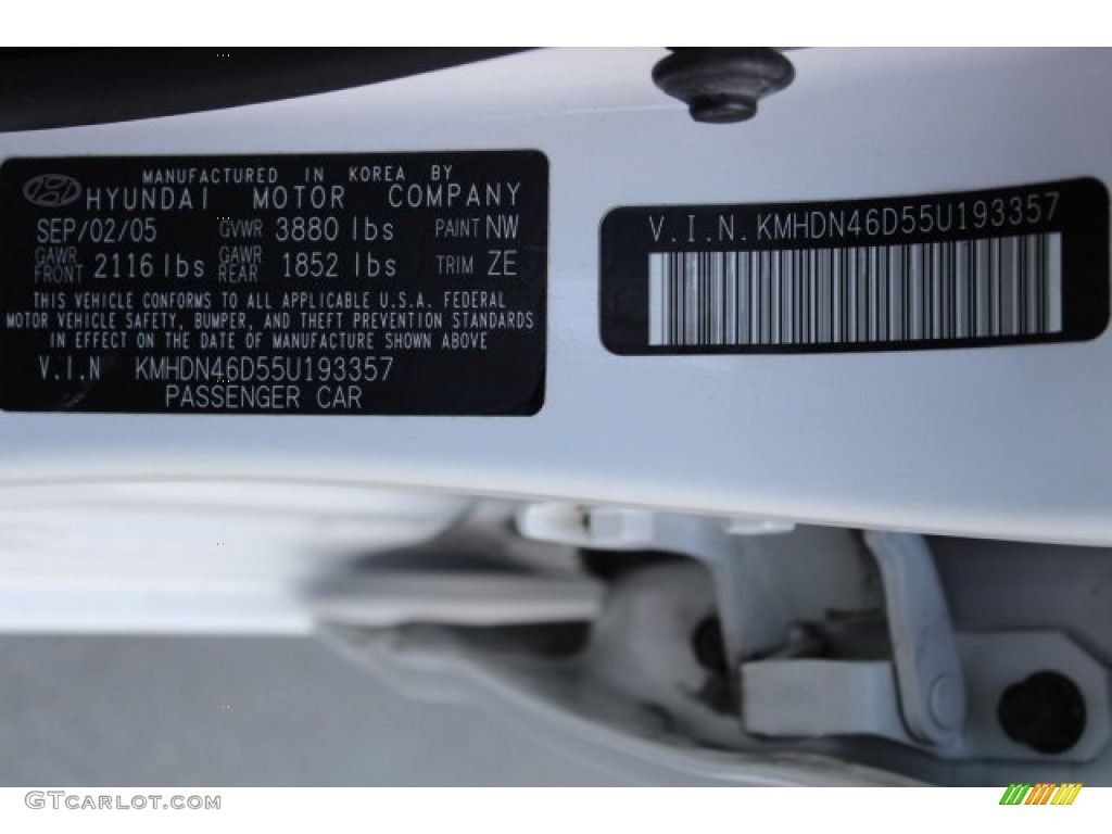 2005 Elantra GLS Sedan - Nordic White / Beige photo #27