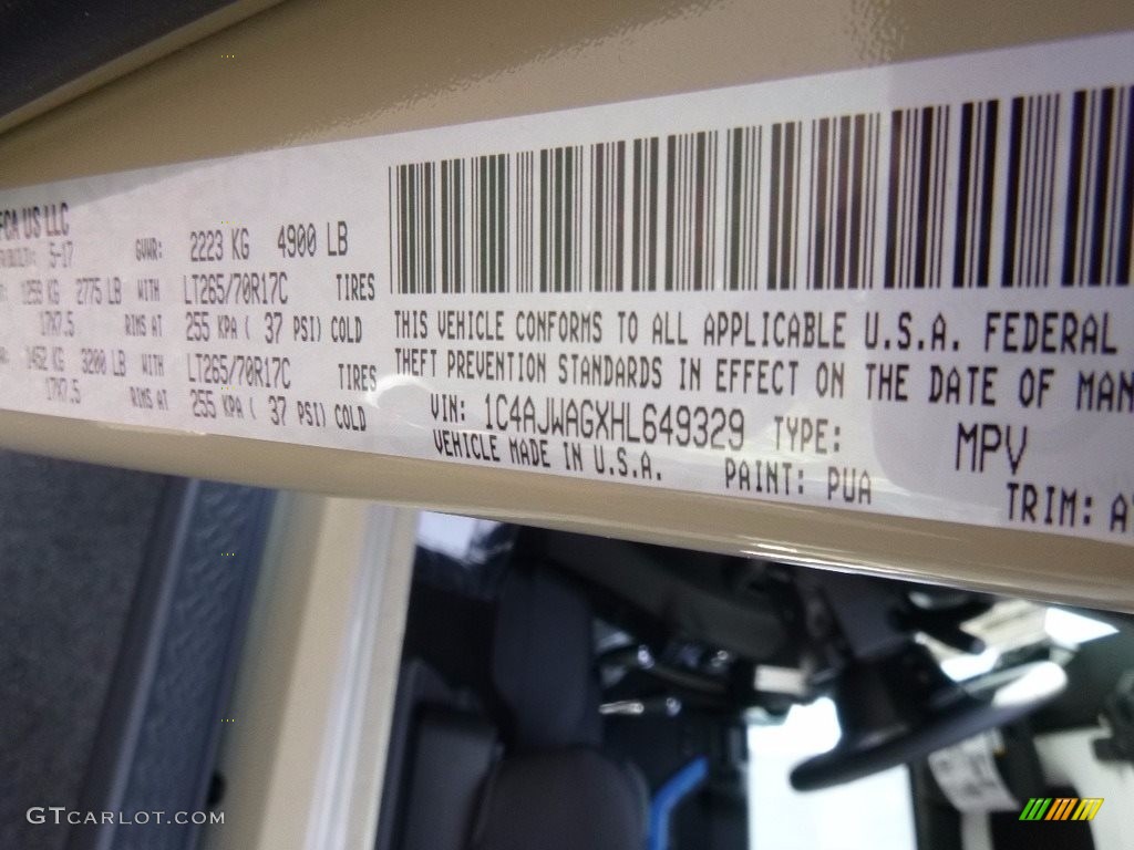 2017 Wrangler Sport 4x4 - Gobi / Black photo #16