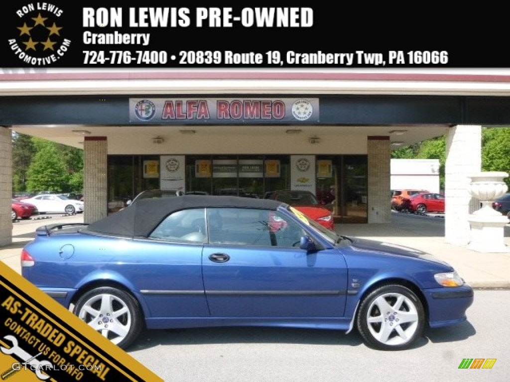2002 9-3 SE Convertible - Cosmic Blue Metallic / Charcoal Gray photo #1