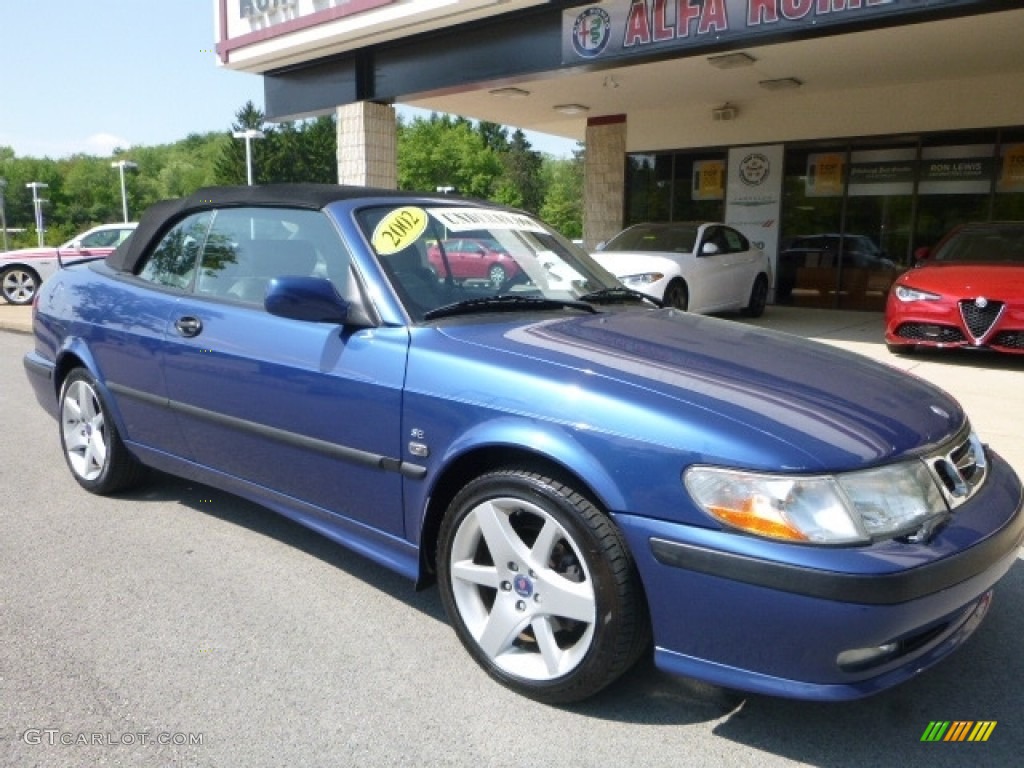 2002 9-3 SE Convertible - Cosmic Blue Metallic / Charcoal Gray photo #3