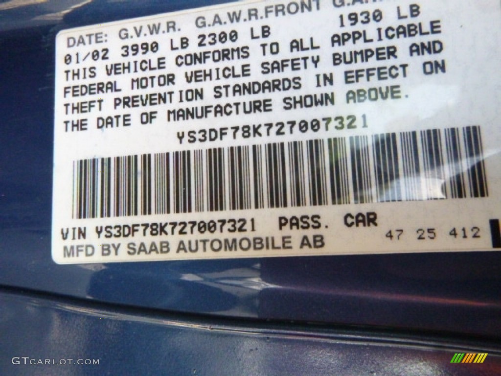 2002 9-3 SE Convertible - Cosmic Blue Metallic / Charcoal Gray photo #16