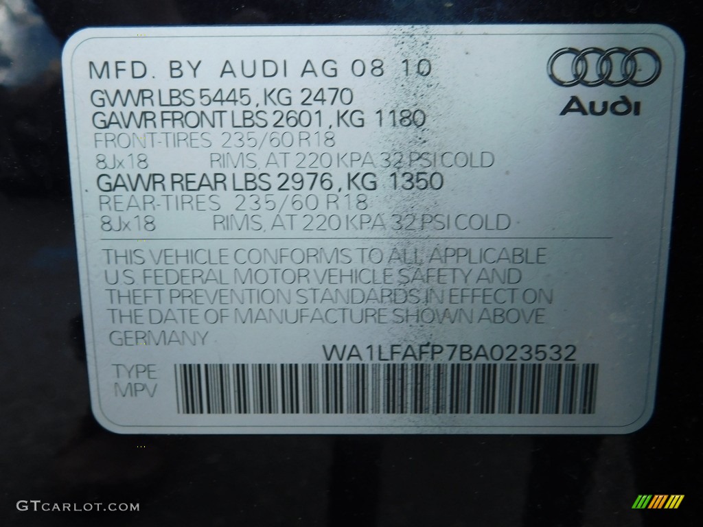 2011 Q5 2.0T quattro - Deep Sea Blue Pearl Effect / Black photo #11