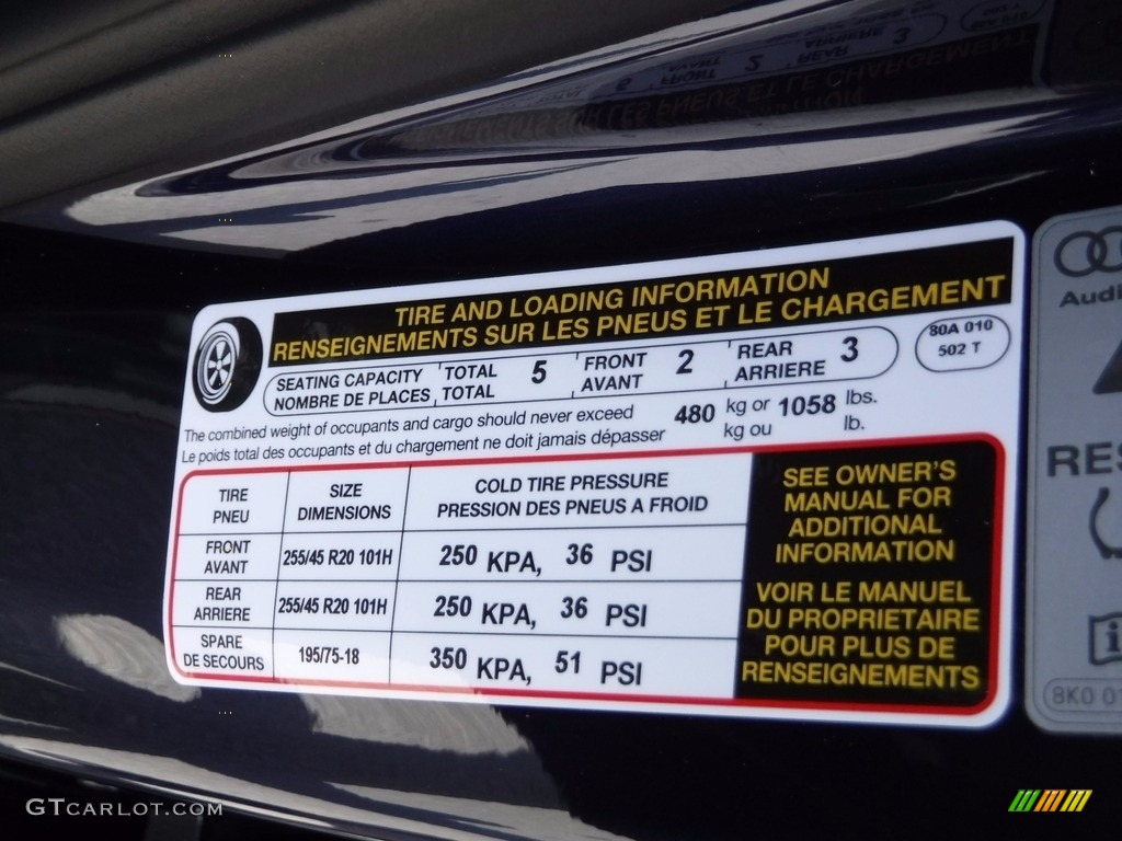 2018 Audi SQ5 3.0 TFSI Premium Plus Info Tag Photos