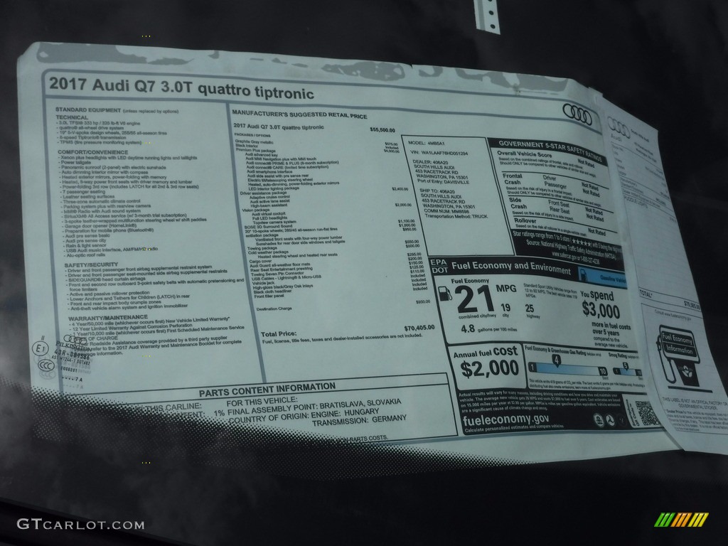 2017 Q7 3.0T quattro Premium Plus - Graphite Gray Metallic / Black photo #7
