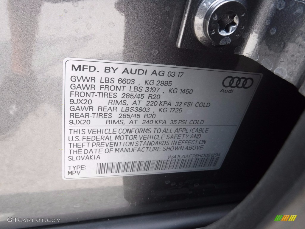 2017 Q7 3.0T quattro Premium Plus - Graphite Gray Metallic / Black photo #44