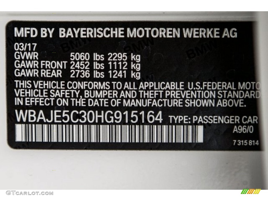 2017 5 Series 540i Sedan - Mineral White Metallic / Ivory White photo #11
