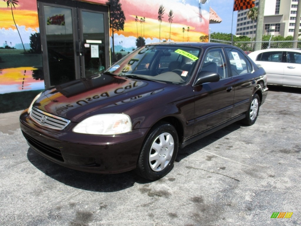 2000 Civic LX Sedan - Vintage Plum / Beige photo #4