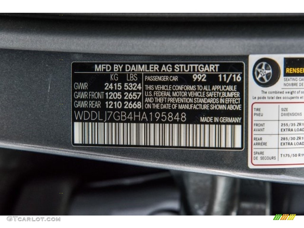2017 CLS Color Code 992 for Selenite Grey Metallic Photo #120600380