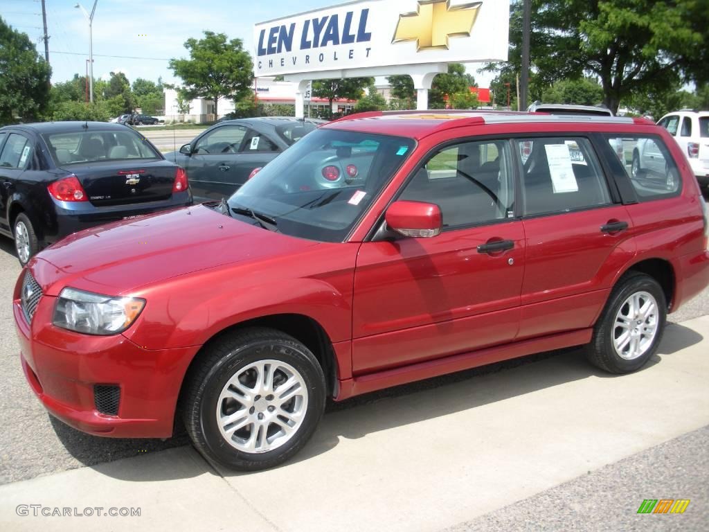 2007 Forester 2.5 X Sports - Garnet Red Pearl / Anthracite Black photo #1