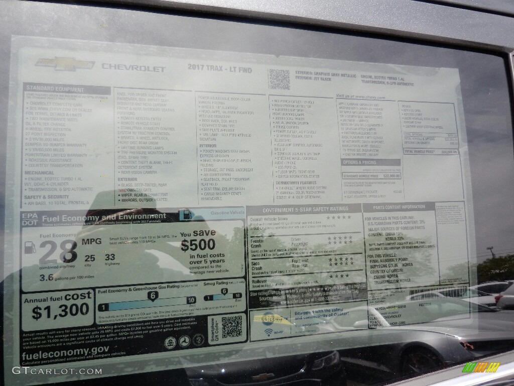 2017 Chevrolet Trax LT Window Sticker Photo #120621645